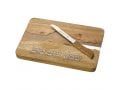 Raised Wood Challah Board with Light Gray Epoxy Curved Vein - Matching Knife