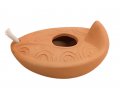 Replica of Ancient Biblical Clay Oil Lamp - Decorative Leaf Engravings