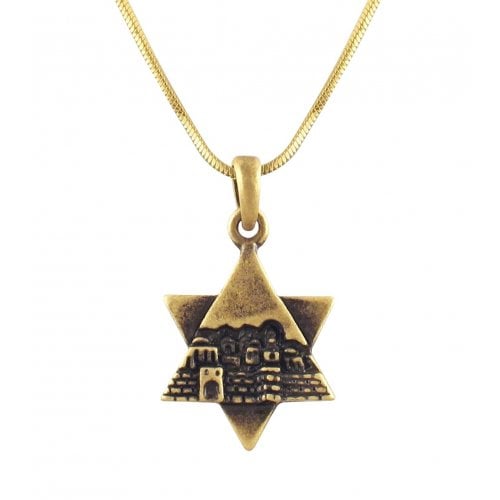 Rhodium Antique Bronze Finish Jerusalem Star of David Necklace