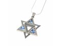 Roman Glass Filigree 925 Sterling Silver Necklace with Star of David