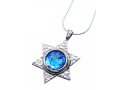 Roman Glass Hammered 925 Sterling Silver Necklace with Star of David