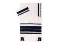 Ronit Gur Navy and Gold Stripes Tallit Prayer Shawl with Blessing with Bag and Kippah