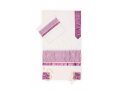 Ronit Gur Pink Flower Design Tallit Prayer Shawl Set With Bag and Kippah