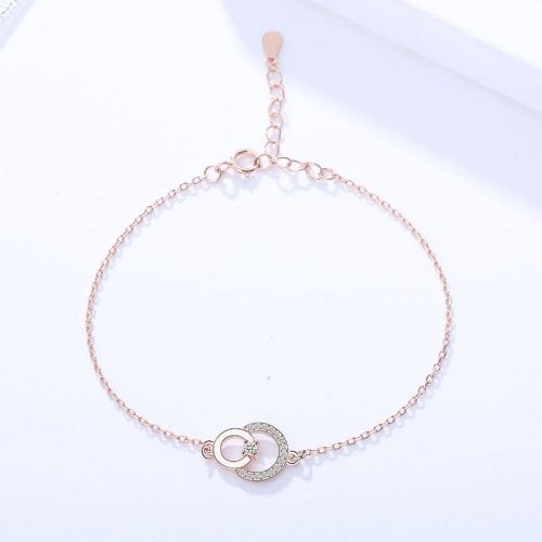 Rose Gold Plated Sterling Silver Bracelet - Circles Decoration