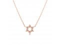 Rose Gold Plated Sterling Silver Necklace - Star of David with Zircons Pendant