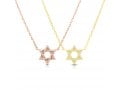 Rose Gold Plated Sterling Silver Necklace - Star of David with Zircons Pendant