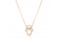 Rose Gold Plated Sterling Silver Necklace with Hamsa Pendant, Zircon Decorated