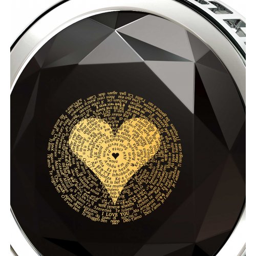 Round I Love You Pendant in 120 Languages - Silver and Onyx