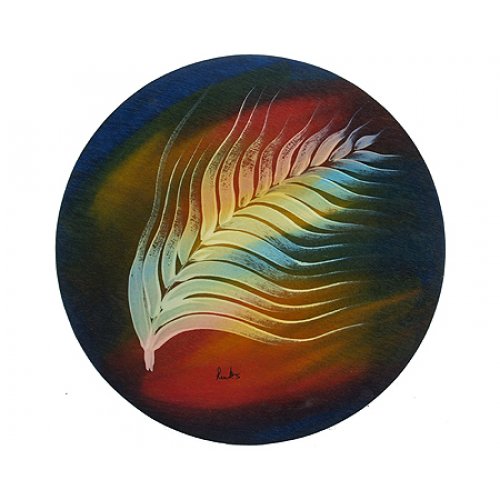 Round Placemat - White Plume by Kakadu Art