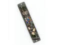 Rounded Mezuzah Case with Colorful Hoshen Breastplate and Menorah - Brown