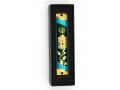 Rounded Mezuzah Case with Gleaming Breastplate and Menorah - Teal and Gold