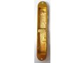 Rounded Mezuzah Case with Gleaming Jerusalem Images - Green, Gold and Off White