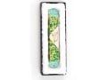 Rounded Mezuzah Case with Gleaming Jerusalem Images - Green, Gold and Off White