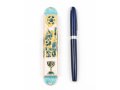 Rounded Mezuzah Case with Gleaming Judaic Symbols - Gold, Green and Off White