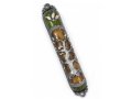 Rounded Mezuzah Case with Gleaming Tree of Life, Gold and Green - 5.5 Inches