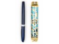 Rounded Mezuzah Case with Star of David and Jerusalem Design - Gold and Blue