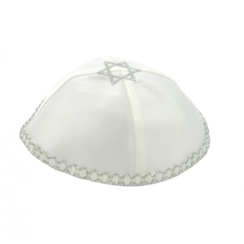 Satin Kippah With Silver Star Of David