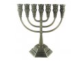 Seven Branch Menorah with Jerusalem Images, Pewter - Option 5.3