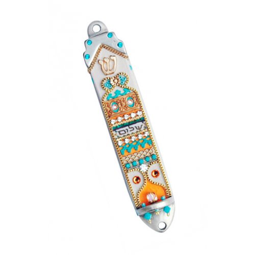 Shalom Design Pewter Mezuzah by Ester Shahaf