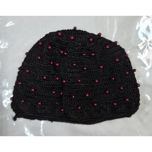 Short Length Womans Lined Snood  Small Crocheted Stitch with Beading