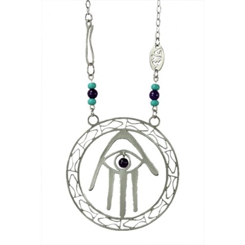 Shraga Landesman Fish and Hamsa Kabbalah Necklace - Nickel Silver