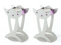 Shraga Landesman Flower Shaped Raised Candle Holders - Silver and Violet