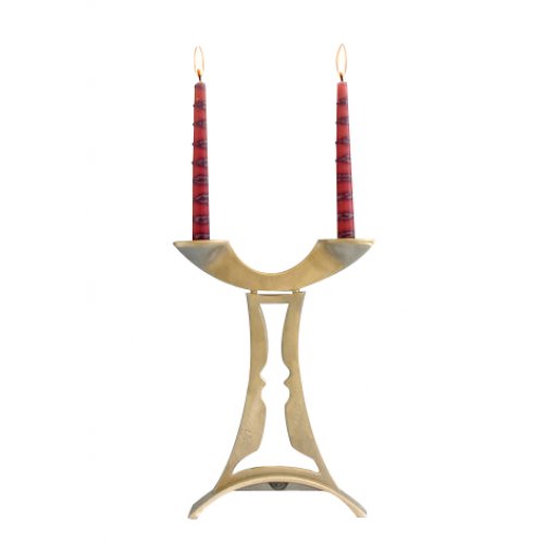 Shraga Landesman Harmony Double Image Inbal Candle Holders - Aluminum