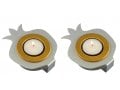 Shraga Landesman Pair Aluminum Pomegranate Candle Holders - Gold and Silver