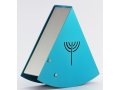 Shraga Landesman Rocking Charity Box Matan Be'seter & Menorah Motif - Turquoise