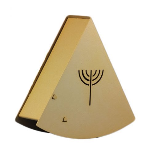 Shraga Landesman Rocking Charity Box Matan Be'seter and Menorah Motif - Gold