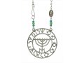 Shraga Landesman Shalom and Menorah Pomegranate Necklace - Nickel Silver