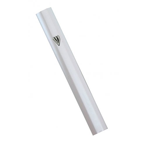 Silver Aluminum Mezuzah with Smooth Surface and Silver Shin Letter