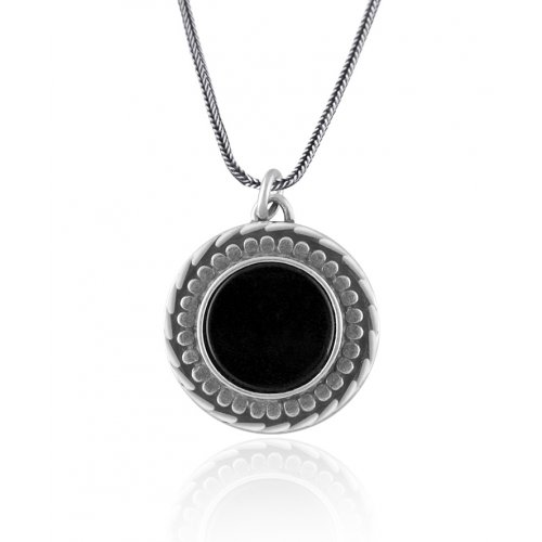 Silver Ana Bekoach Onyx Pendant by Golan Studio