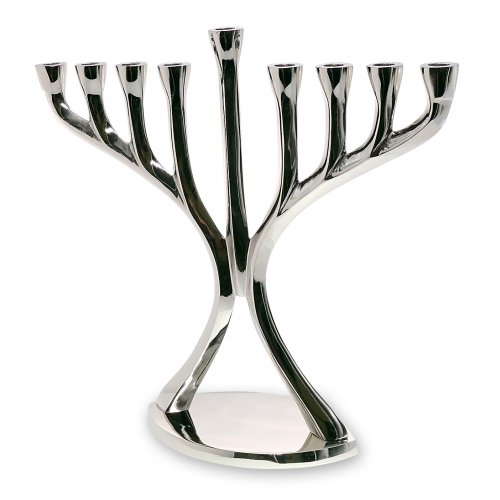 Silver Chanukah Menorah, Angular Branches - 1 in Stock, slightly damaged