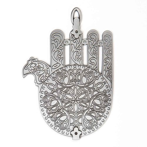 Silver Plated Wall Hamsa based on Morocco Synagogue Lamp Decor - Israel Museum