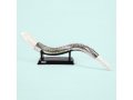 Silver Plated and Gold Decorative Yemenite Shofar on Stand - Jerusalem Design