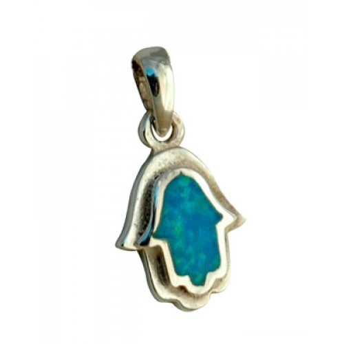 Silver and Opal Antique design Hamsa Pendant