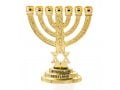 Small Decorative 7-Branch Menorah with Star of David & Breastplate, Gold - 4