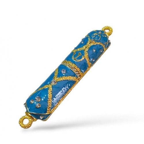 Small Metal Mezuzah Case, Enamel with Streak Design - Choice of Colors