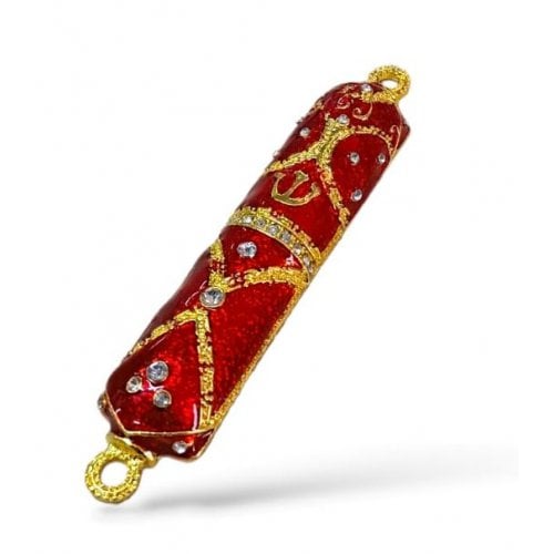 Small Metal Mezuzah Case, Streak Design on Enamel - Choose from Three Colors