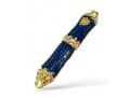 Small Metal and Pewter Mezuzah Case with Band of Gleaming Stones, Enamel - Color Choice