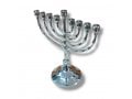 Small Nickel Plated Chanukah Menorah, For Candles - 6 inches Height