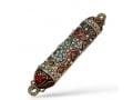 Small Pewter Mezuzah Case with Stones Enamel and Swirl Design - Choice of Colors