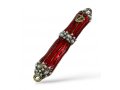 Small Pewter and Metal Mezuzah Case with Gleaming Stones, Enamel - Choice of Colors