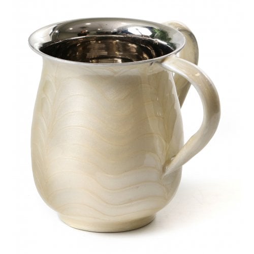 Stainless Steel Netilat Yadayim Wash Cup, Wave Design - Beige