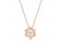 Stainless Steel Pendant Necklace, Rose-Gold Plate - Star of David with Zircons