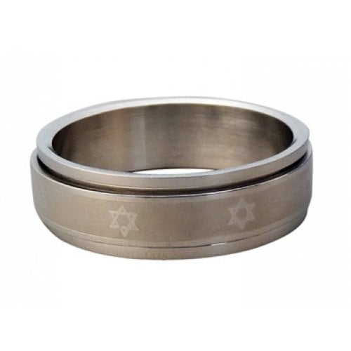 Stainless Steel Revolving Star of David Ring