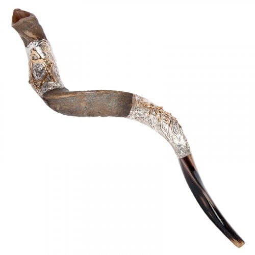 Star of David Leaf Design Sterling Silver Yemenite Shofar