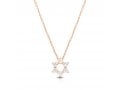 Star of David Pendant on Rose-Gold Plated Sterling Silver Necklace - Zircons