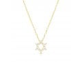 Star of David Pendant on Yellow-Gold Plated Sterling Silver Necklace - Zircons